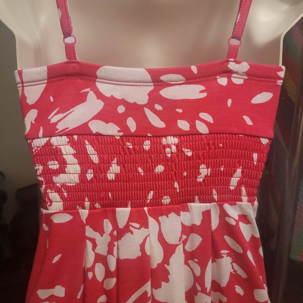 American Eagle Hot Pink/White Floral Sundress XS Adjustable Straps Smocked Back - Picture 4 of 9